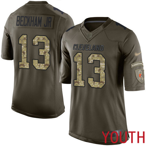 Cleveland Browns Odell Beckham Jr Youth Green Limited Jersey #13 NFL Football Salute To Service